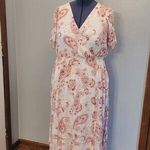 Torrid Paisley Wrap Midi Swiss Linen  Dress 1x